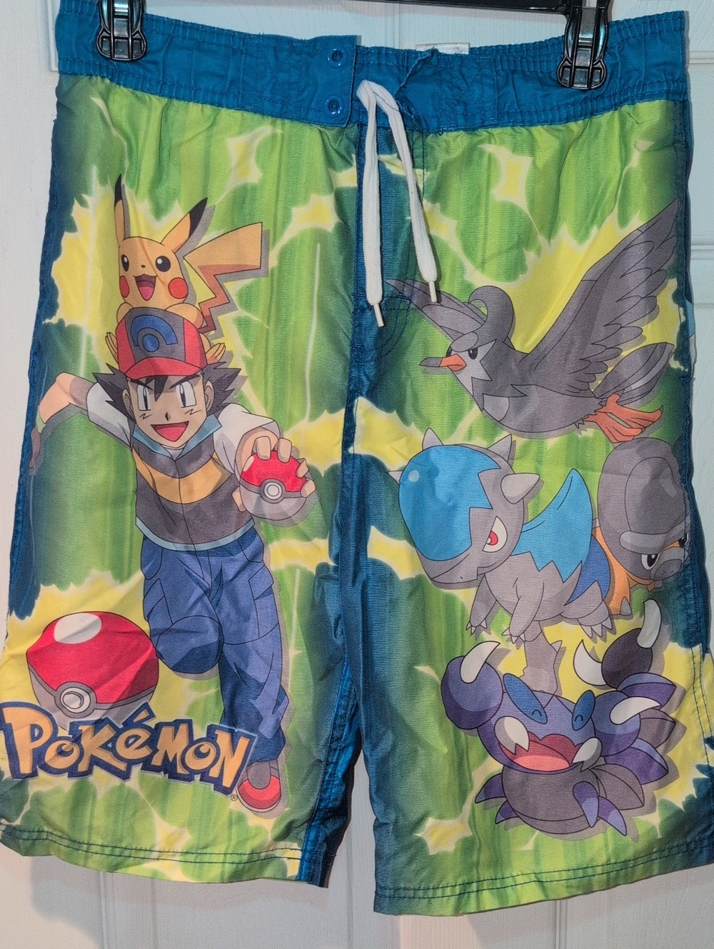 Pokemon Kids Swim Trunks - Green, Blue, Yellow